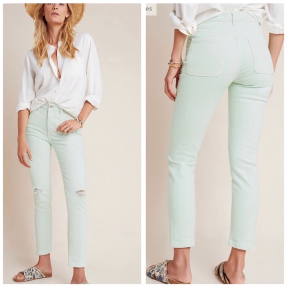 NWOT Anthro High-Rise Slim Ankle Jeans in Sky 25